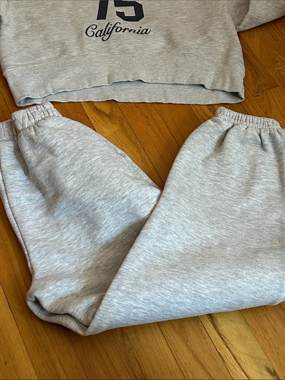 Zara Kids Gray Heather 'Los Angeles 75' Jogger Set